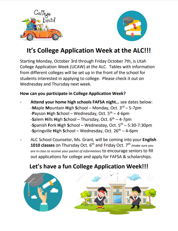 It s College Application Week at the ALC Advanced Learning Center